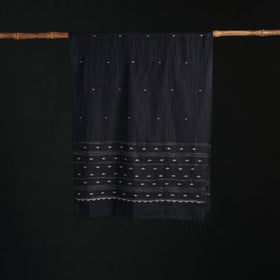 Phulia Jamdani Pure Handloom Cotton Stole with Tassels 09