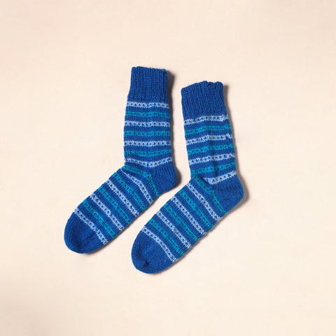 Blue Kumaun Hand Knitted Woollen Socks (Adult) 
