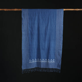 Phulia Jamdani Pure Handloom Cotton Stole with Tassels 08