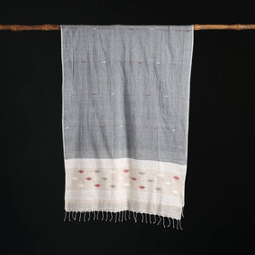 Phulia Jamdani Pure Handloom Cotton Stole with Tassels 07