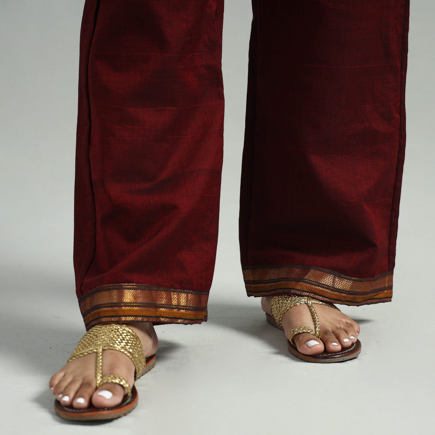 Maroon - Dharwad Cotton Kurta with Palazzo & Dupatta Set