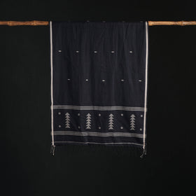 Phulia Jamdani Pure Handloom Cotton Stole with Tassels 06