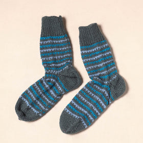 Grey Kumaun Hand Knitted Woollen Socks (Adult) 