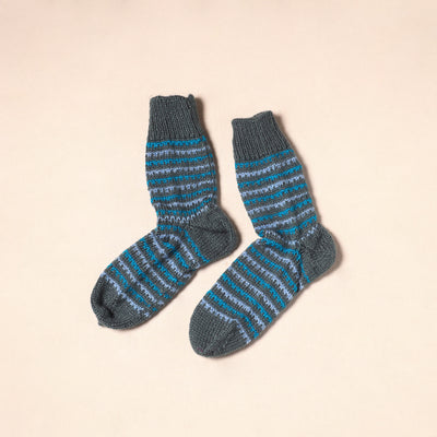 Grey Kumaun Hand Knitted Woollen Socks (Adult) 