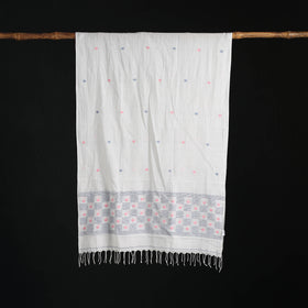 Phulia Jamdani Pure Handloom Cotton Stole with Tassels 05