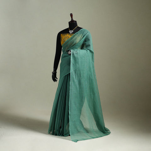 Green - Nazaakat Kota Doria Cotton Plain Saree with Blouse & Jewellery Set 77