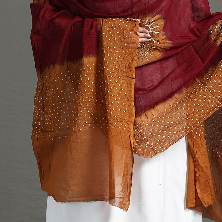 Brown - Kutch Tie-Dye Cotton Bandhani Dupatta 27