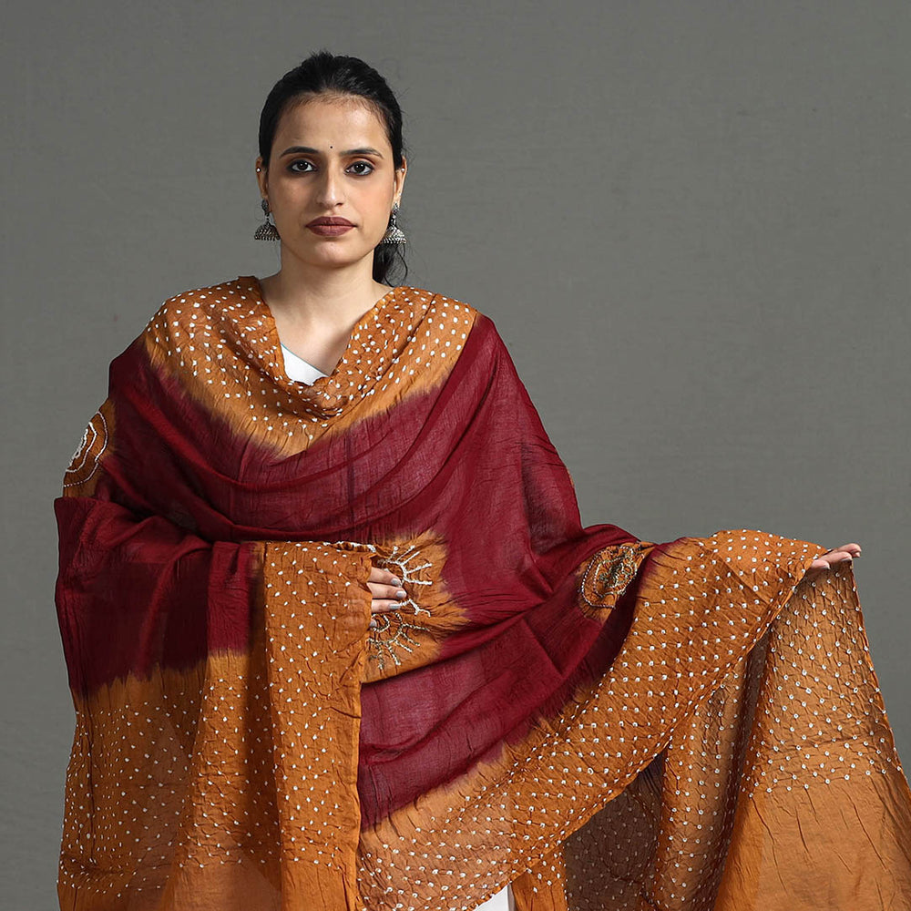 Brown - Kutch Tie-Dye Cotton Bandhani Dupatta 27