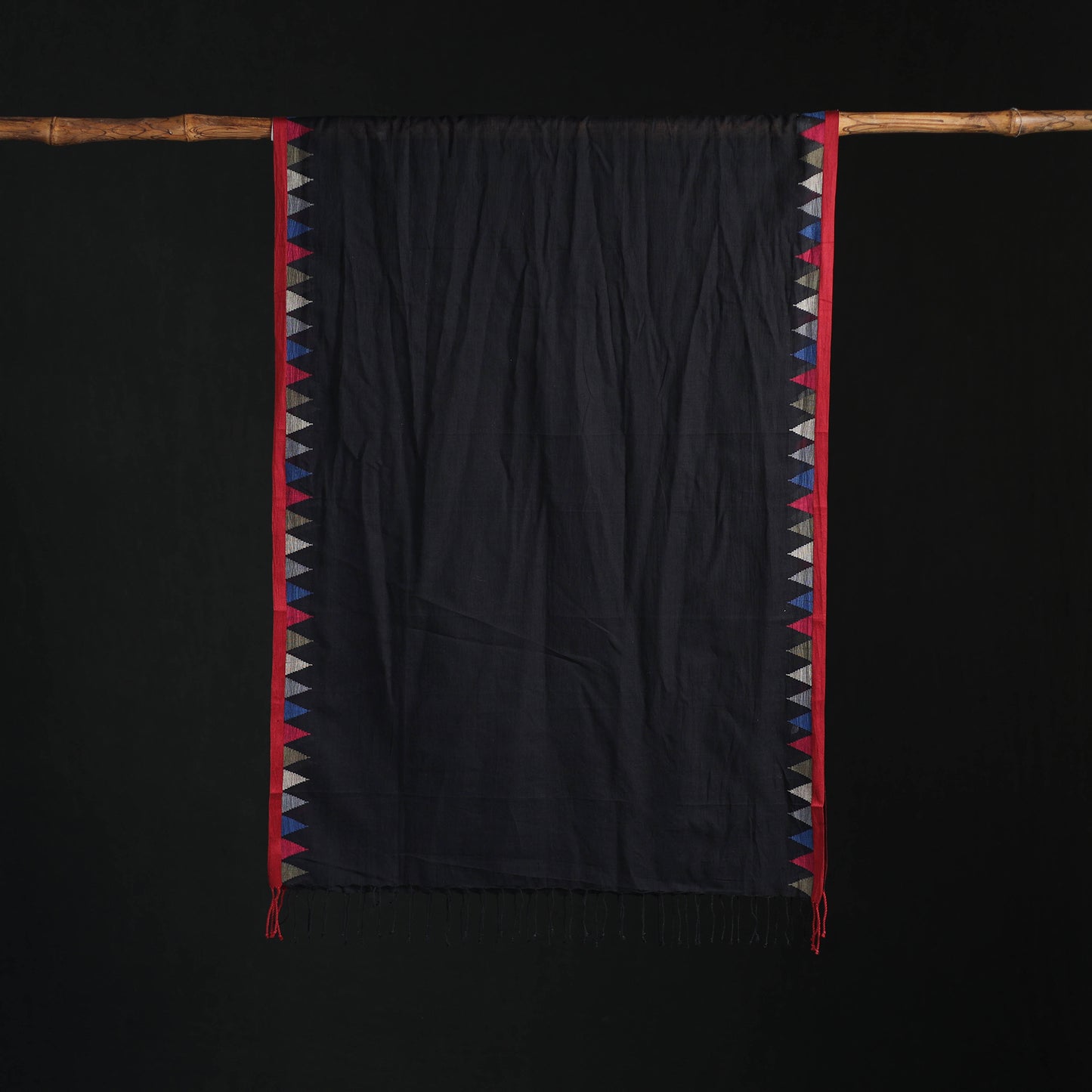 Phulia Jamdani Pure Handloom Cotton Stole with Tassels 01