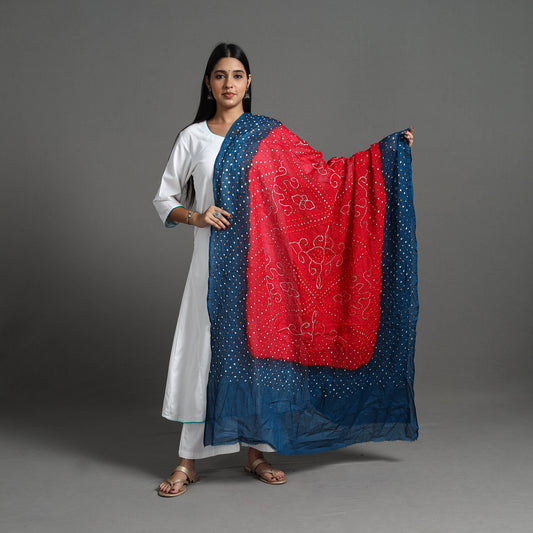 Red - Kutch Tie-Dye Cotton Bandhani Dupatta 16