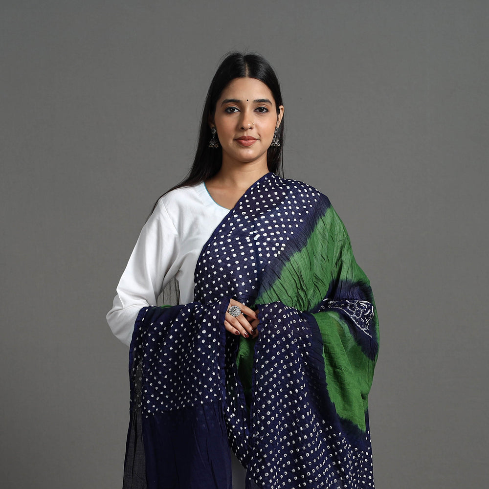 Green - Kutch Tie-Dye Cotton Bandhani Dupatta 17