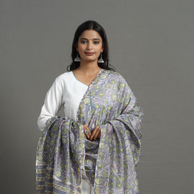 Purple - Chanderi Silk Sanganeri Print Dupatta 21