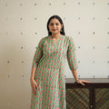 Buy Green Block Print Cotton Straight Sanganeri Kurta 