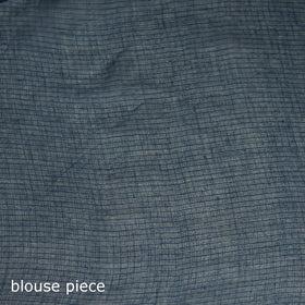 Blue - Nazaakat Kota Doria Cotton Plain Saree with Blouse & Jewellery Set 79