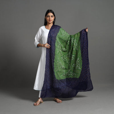 Green - Kutch Tie-Dye Cotton Bandhani Dupatta 23