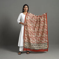 Orange - Chanderi Silk Bagru Print Dupatta with Zari Border 25