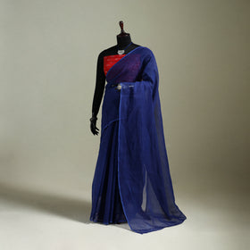 Blue - Nazaakat Kota Doria Cotton Plain Saree with Blouse & Jewellery Set 80