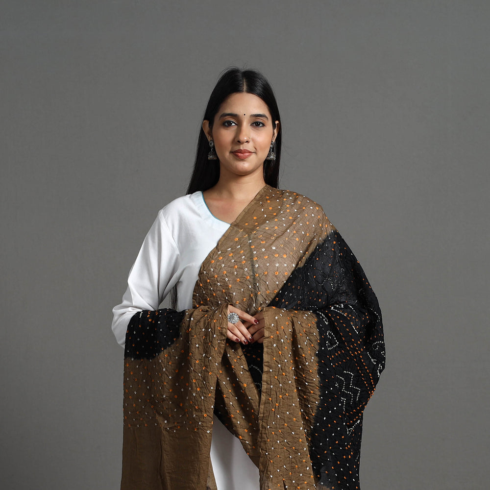 Black - Kutch Tie-Dye Cotton Bandhani Dupatta 24