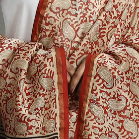 Buy Orange Chanderi Silk Bagru Print Dupatta with Zari Border 