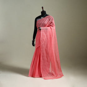 Pink - Nazaakat Kota Doria Cotton Plain Saree with Blouse & Jewellery Set 81