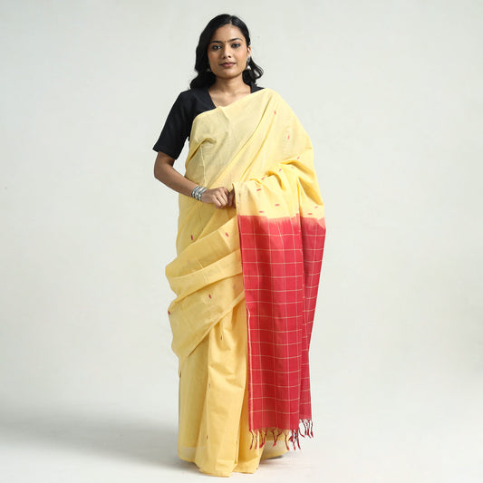 Yellow - Mangalagiri Handloom Cotton Thread Buti Saree