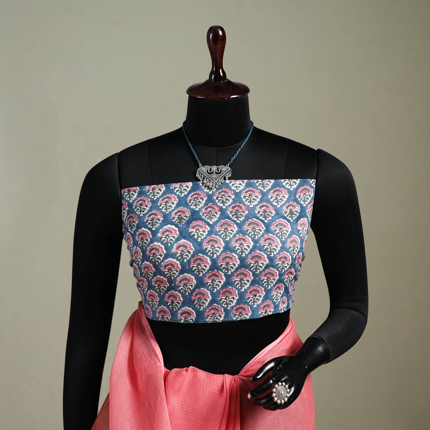 Pink - Nazaakat Kota Doria Cotton Plain Saree with Blouse & Jewellery Set 81