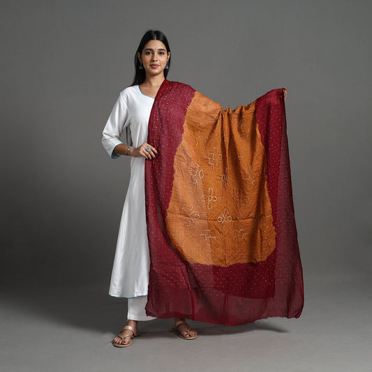 Brown - Kutch Tie-Dye Cotton Bandhani Dupatta 29