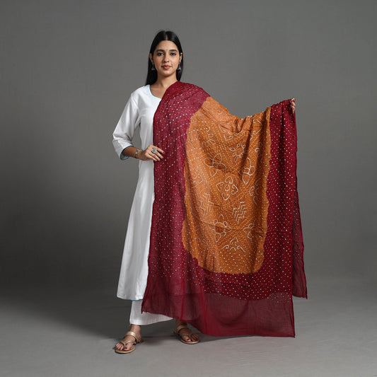 Brown - Kutch Tie-Dye Cotton Bandhani Dupatta 30