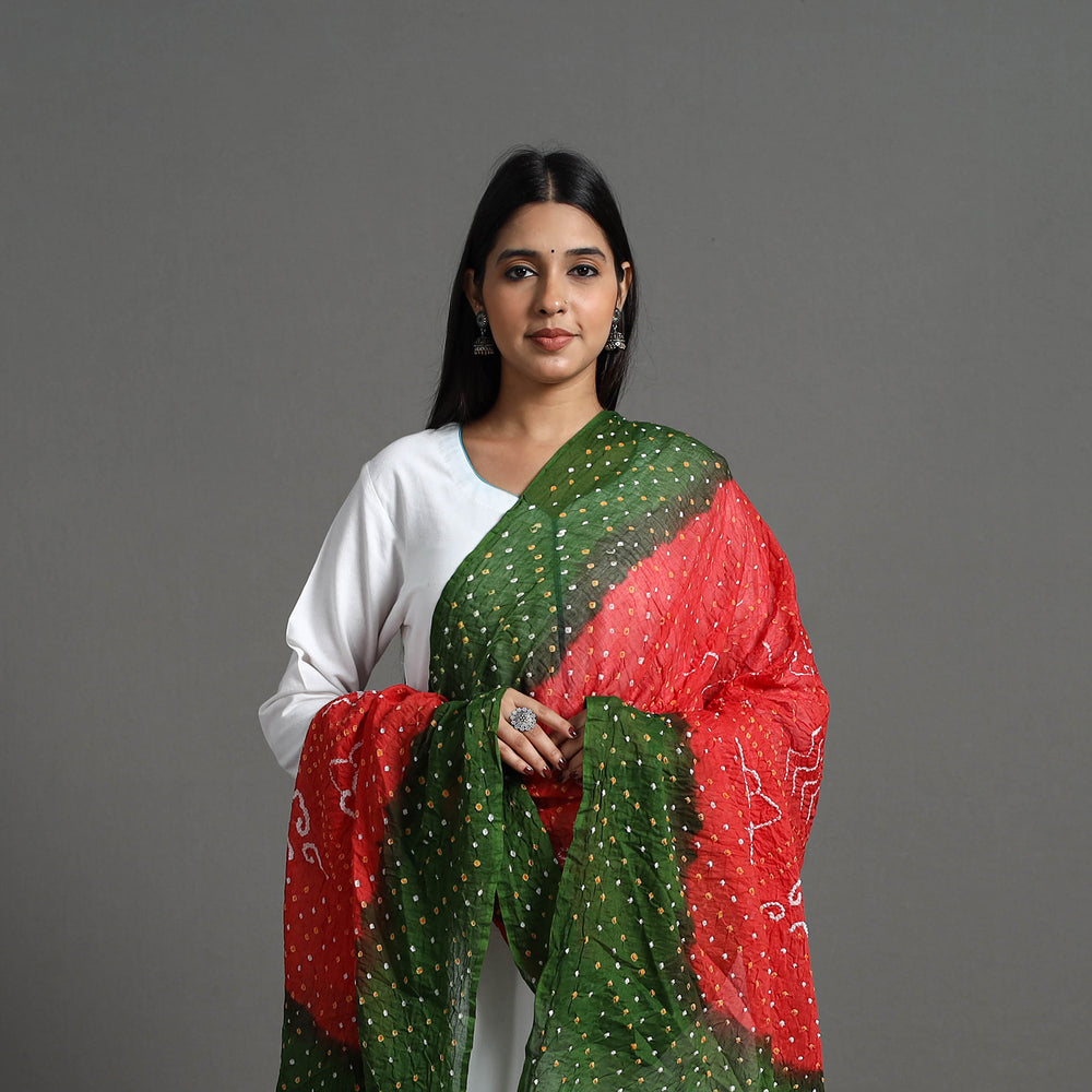 Orange - Kutch Tie-Dye Cotton Bandhani Dupatta 32