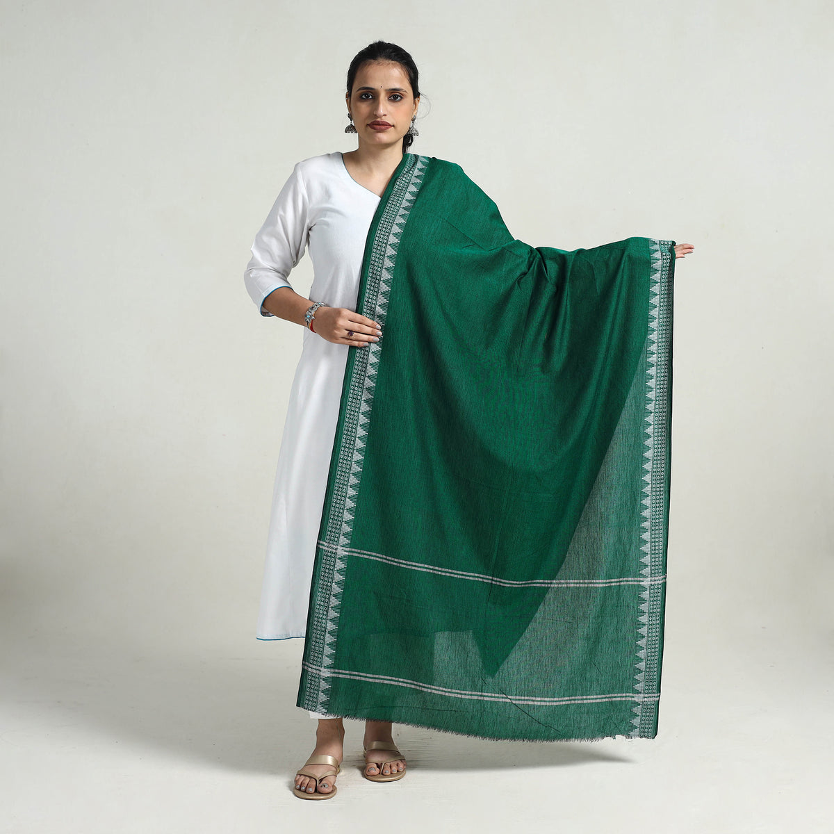 Green - Pure Cotton Sambalpuri Ikat Dupatta 02