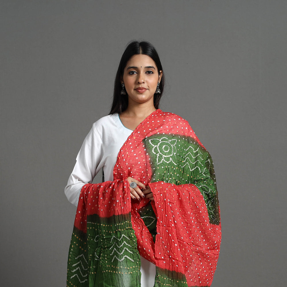 Orange - Kutch Tie-Dye Cotton Bandhani Dupatta 34