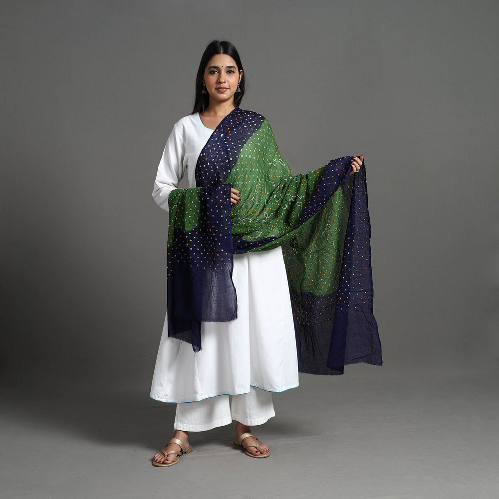 Green - Kutch Tie-Dye Cotton Bandhani Dupatta 38