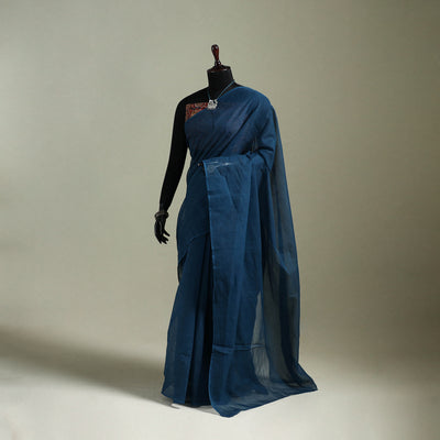 Blue - Nazaakat Kota Doria Cotton Plain Saree with Blouse & Jewellery Set 85