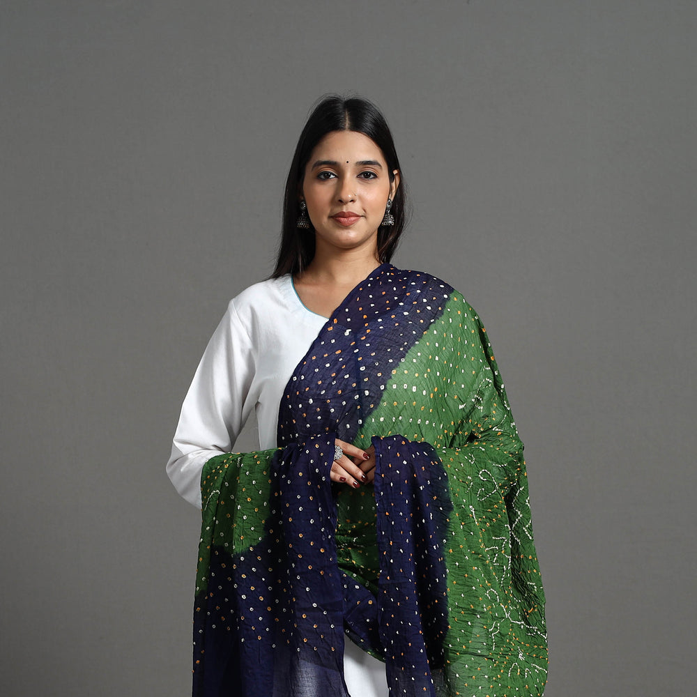 Green - Kutch Tie-Dye Cotton Bandhani Dupatta 38