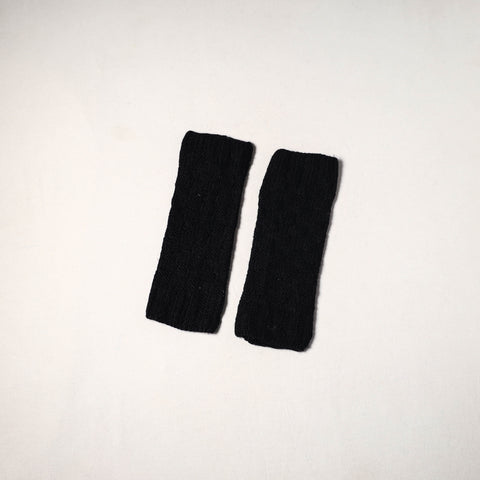 Black - kullu karishma hand knitted merino wool leg warmer