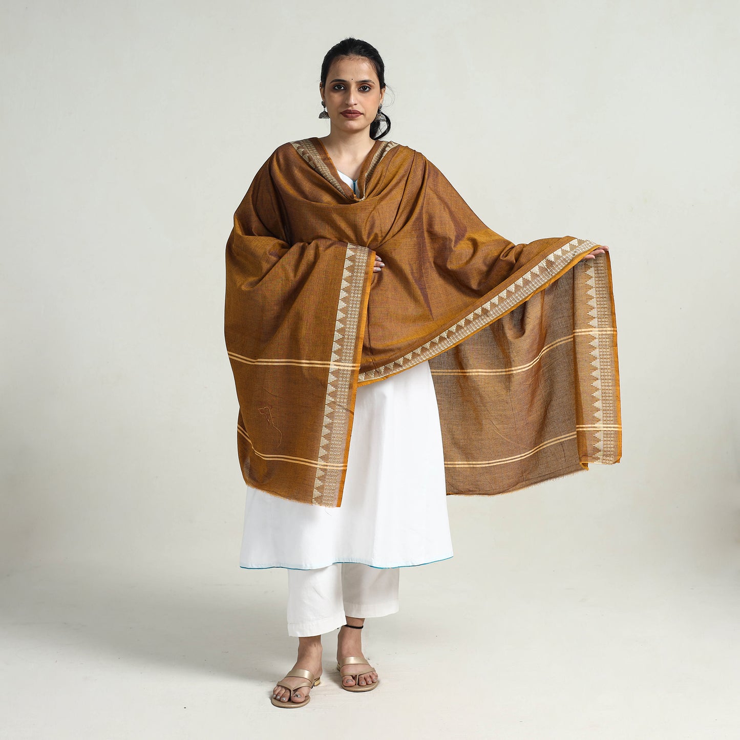 Brown - Pure Cotton Sambalpuri Ikat Dupatta 10