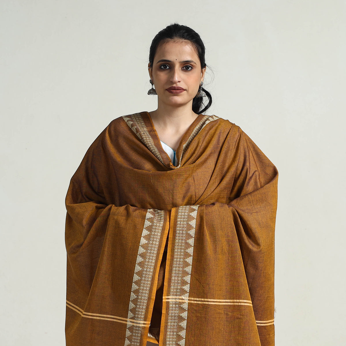 Brown - Pure Cotton Sambalpuri Ikat Dupatta 10