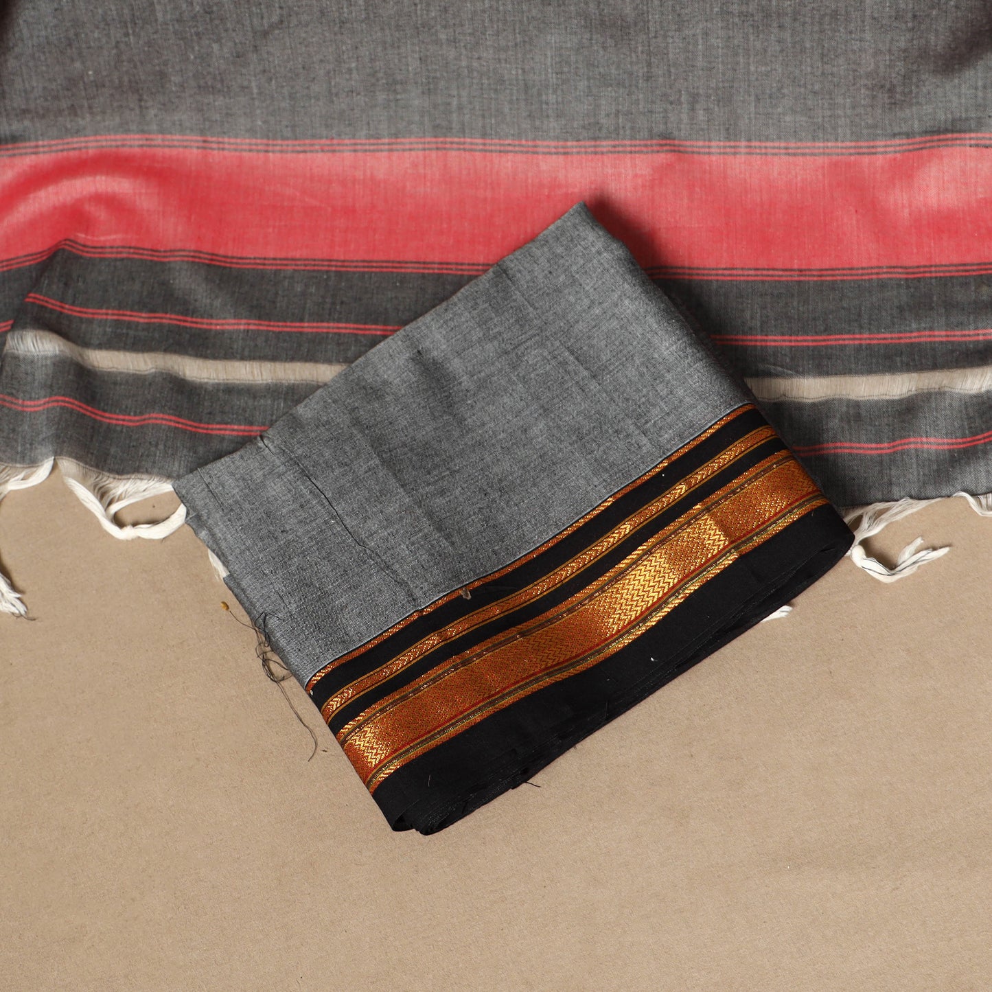 Grey - 3pc cotton unstitched dharwad dress material