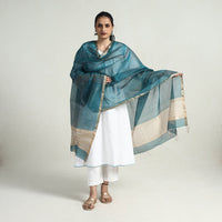 Blue - Handloom Silk Cotton Zari Work Maheshwari Dupatta 03