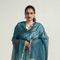 Blue - Handloom Silk Cotton Zari Work Maheshwari Dupatta 03