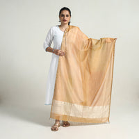 Brown - Handloom Silk Cotton Zari Work Maheshwari Dupatta 04