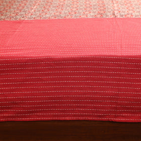 Red Jacquard with Ajrakh Modal Silk Patch Cotton Bedsheet Setred 