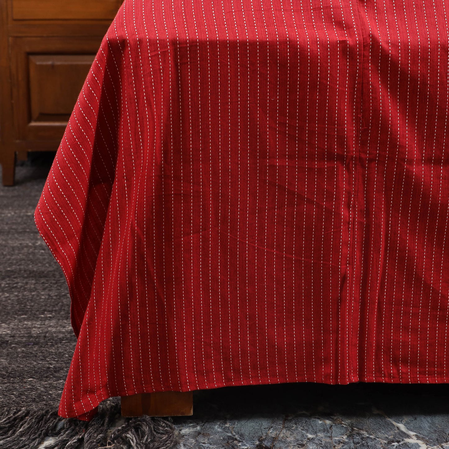 Red - jacquard with modal silk patch cotton bedsheet set 01