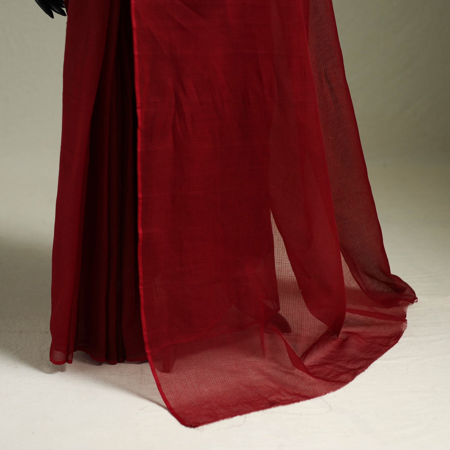 Red - Nazaakat Kota Doria Cotton Plain Saree with Blouse & Jewellery Set 93