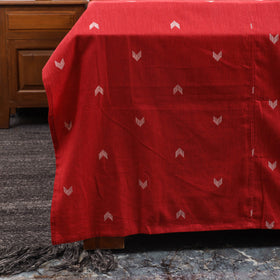Red Jacquard with Ajrakh Modal Silk Patch Cotton Bedsheet Set