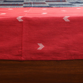 Red Jacquard with Ajrakh Modal Silk Patch Cotton Bedsheet Set