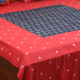 Red - jacquard with modal silk patch cotton bedsheet set 04