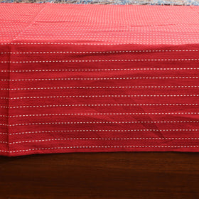 Red Jacquard with Ajrakh Modal Silk Patch Cotton Bedsheet Set