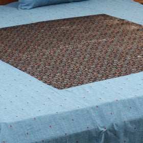 Blue - jacquard with modal silk patch cotton bedsheet set