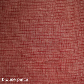 Red - Nazaakat Kota Doria Cotton Plain Saree with Blouse & Jewellery Set 97